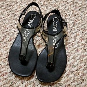 LIKE NEW Calvin Klein black and clear sandals